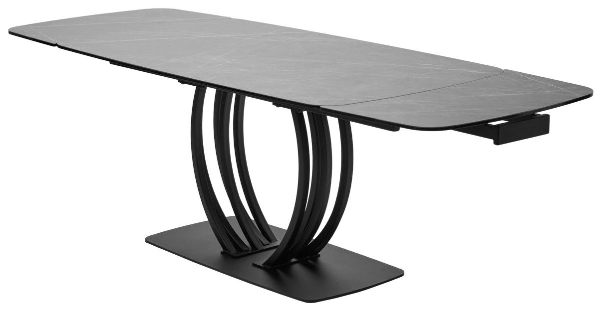 Стол обеденный Ring (160+40+40) керамика матовая серая изображение Стол обеденный Ring (160+40+40) керамика матовая серая фото