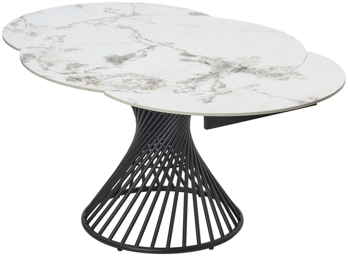 Стол круглый раскладной Tower (120+35+35) керамика глянцевая, светлая изображение Стол круглый раскладной Tower (120+35+35) керамика глянцевая, светлая фото