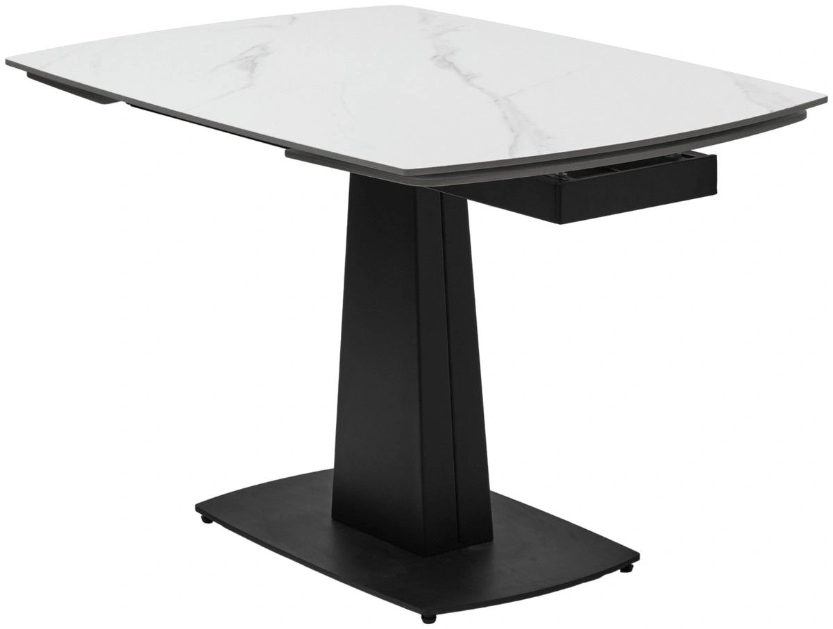 Стол обеденный Blade (120+30+30), керамика матовая белая изображение Стол обеденный Blade (120+30+30), керамика матовая белая фото