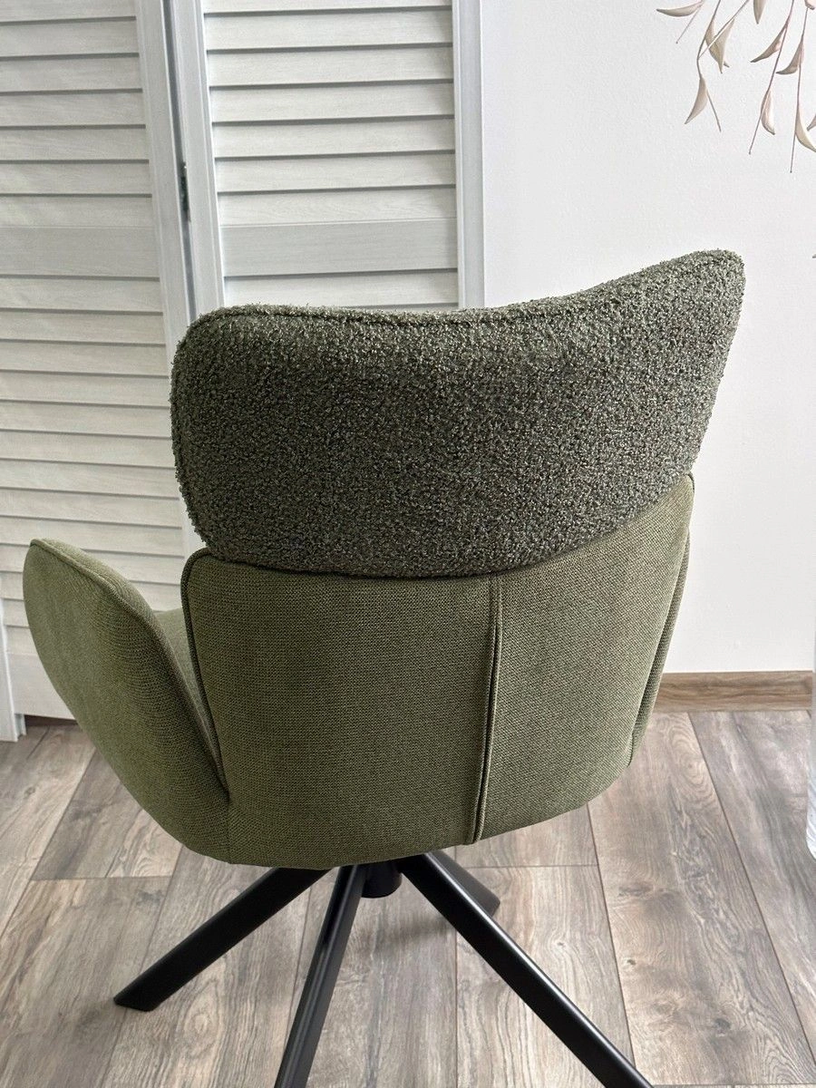 Стул с подлокотниками Trio ткань комби зеленый, поворотно-возвратный механизм  360 градусов изображение Стул с подлокотниками Trio ткань комби зеленый, поворотно-возвратный механизм  360 градусов фото