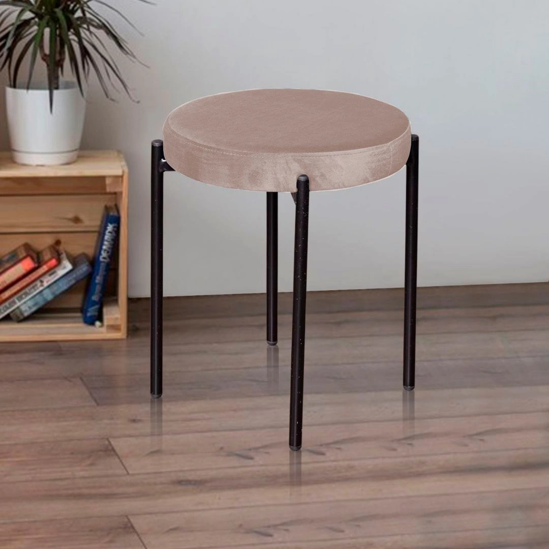 Табурет мягкий Mason, бархат пепельно-бежевый 25 изображение Табурет мягкий Mason, бархат пепельно-бежевый 25 фото