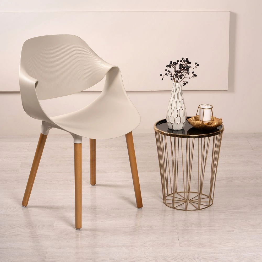 Стул Akella, (комплект 2 шт), пластик светло-бежевый / опоры дерево изображение Стул Akella, (комплект 2 шт), пластик светло-бежевый / опоры дерево фото