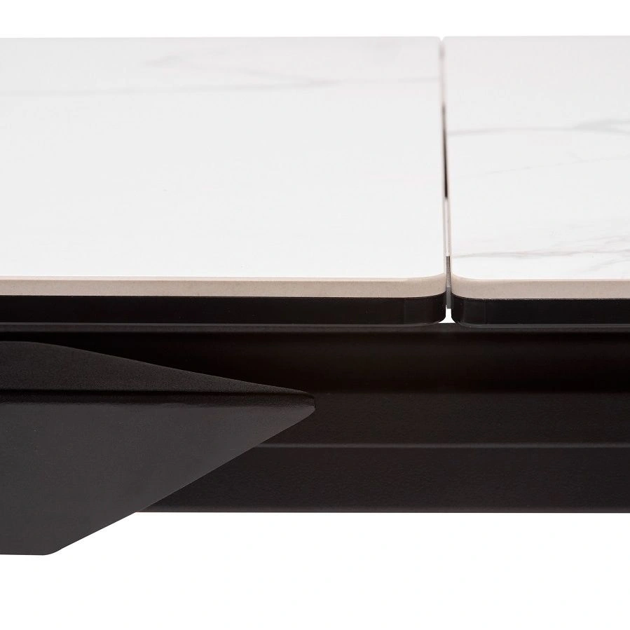 Стол раскладной Dogma (140+60) керамика матовая, белая / опоры черные изображение Стол раскладной Dogma (140+60) керамика матовая, белая / опоры черные фото