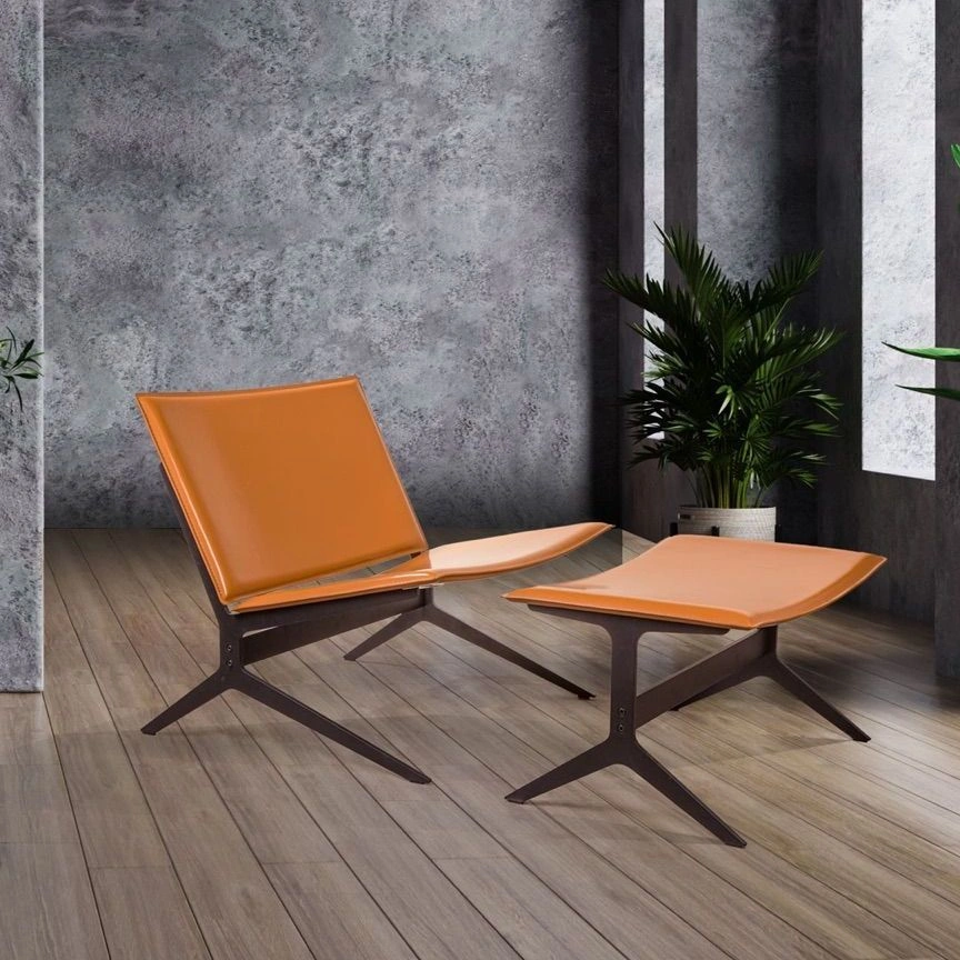 Кресло c оттоманкой Fly, кожа camel изображение Кресло c оттоманкой Fly, кожа camel фото