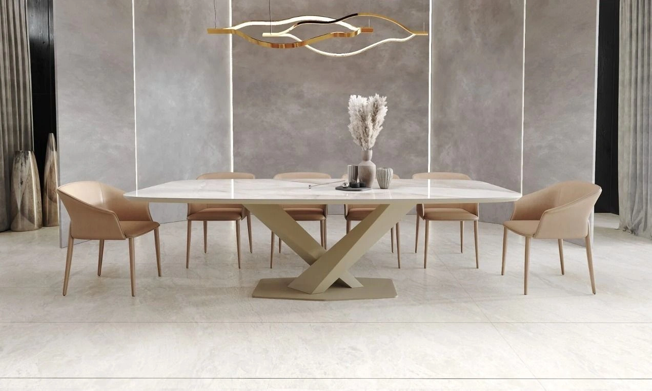 Стол Toros 180 овальный, интегрированная керамика глянцевая, шампань изображение Стол Toros 180 овальный, интегрированная керамика глянцевая, шампань фото