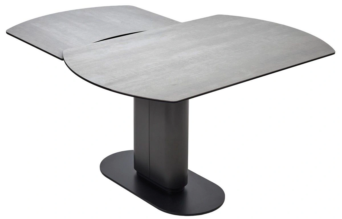 Стол обеденный Gerda (140+60) керамика матовая серая, поворотный механизм изображение Стол обеденный Gerda (140+60) керамика матовая серая, поворотный механизм фото