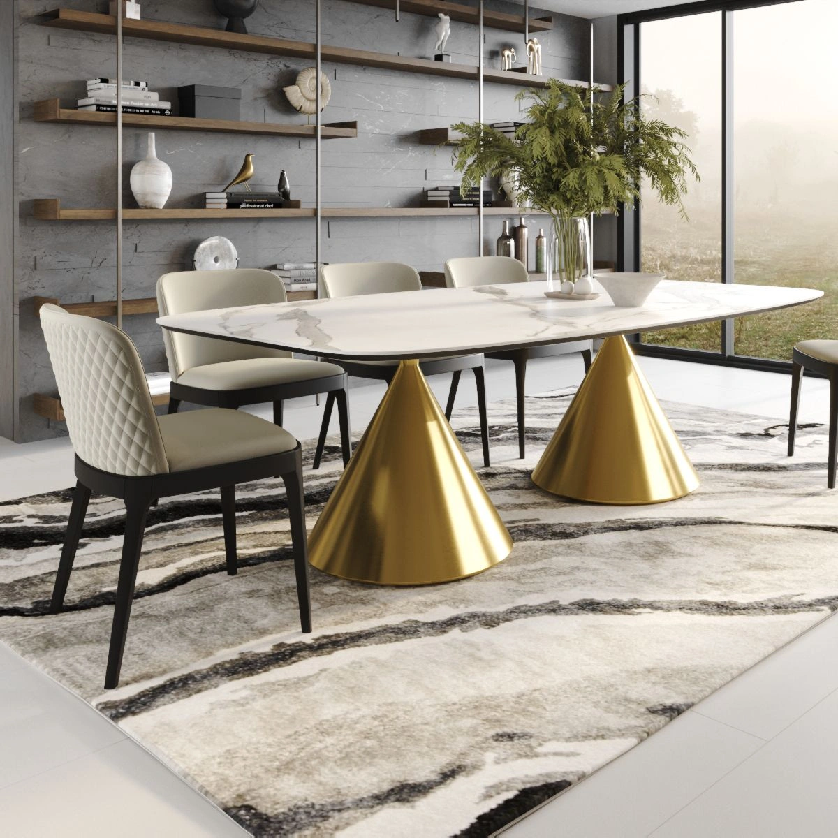 Стол овальный AXIS 200, керамика матовая, белая / опора золото изображение Стол овальный AXIS 200, керамика матовая, белая / опора золото фото