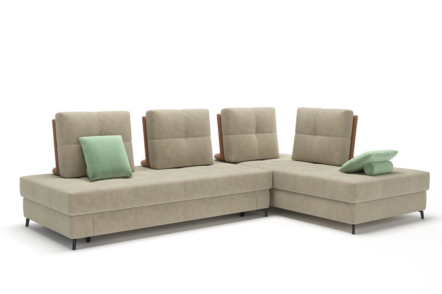 Reef диван-кровать угловой замша бежевый изображение Reef диван-кровать угловой замша бежевый фото