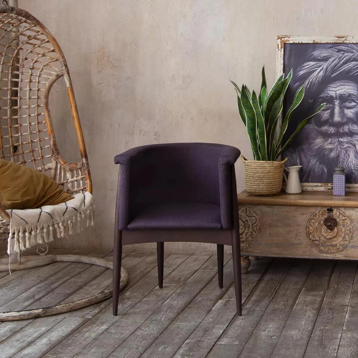 Полукресло Borgese, бук натуральный, лак венге, антрацит изображение Полукресло Borgese, бук натуральный, лак венге, антрацит фото