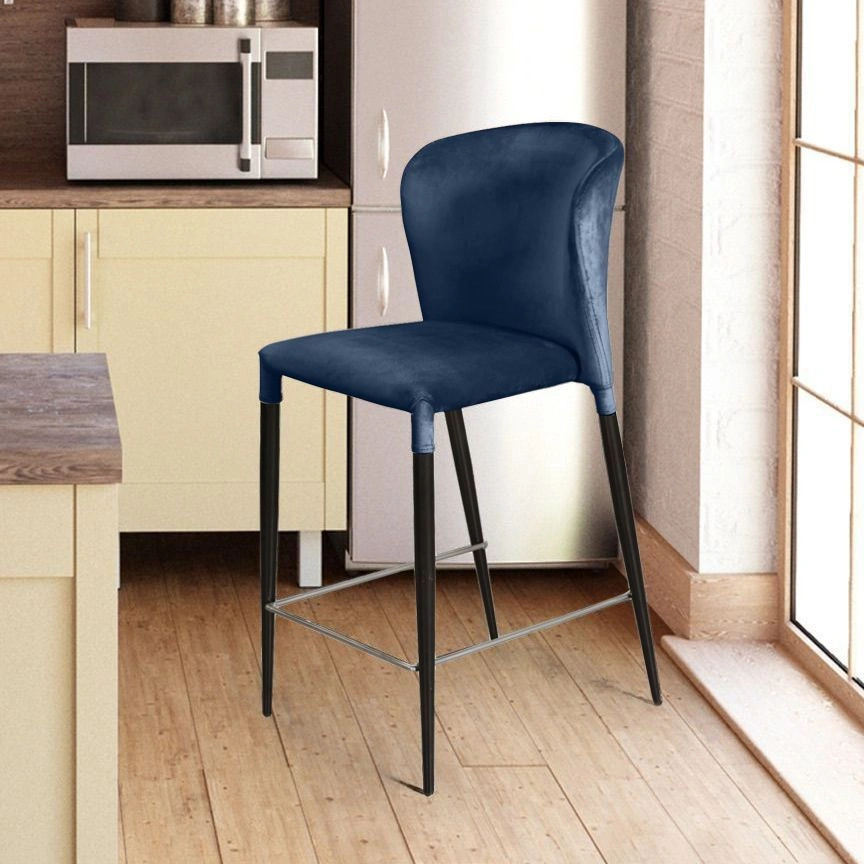 Стул полубарный Albert, бархат синий 29 /опора конус изображение Стул полубарный Albert, бархат синий 29 /опора конус фото