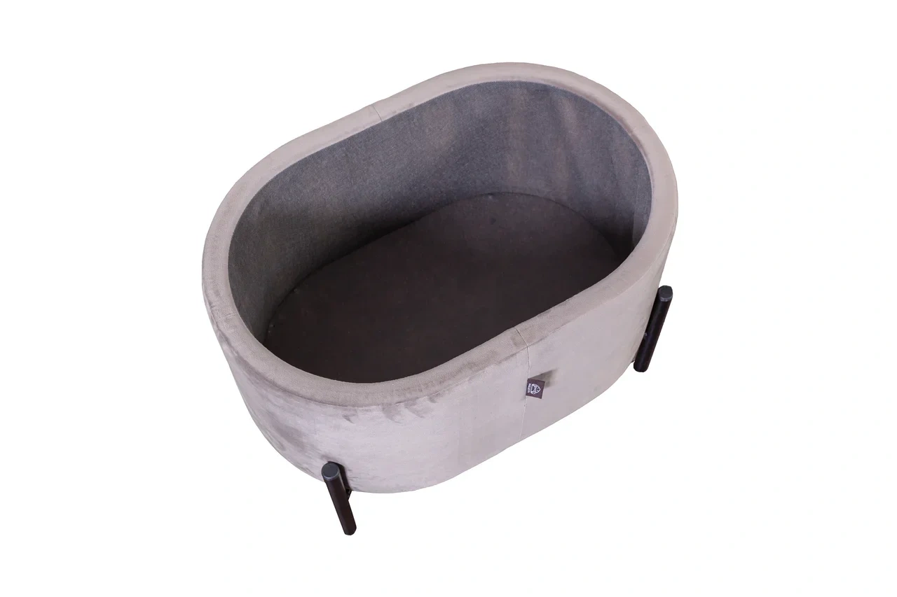 Пуф Grand овальный, бархат серый 27 изображение Пуф Grand овальный, бархат серый 27 фото