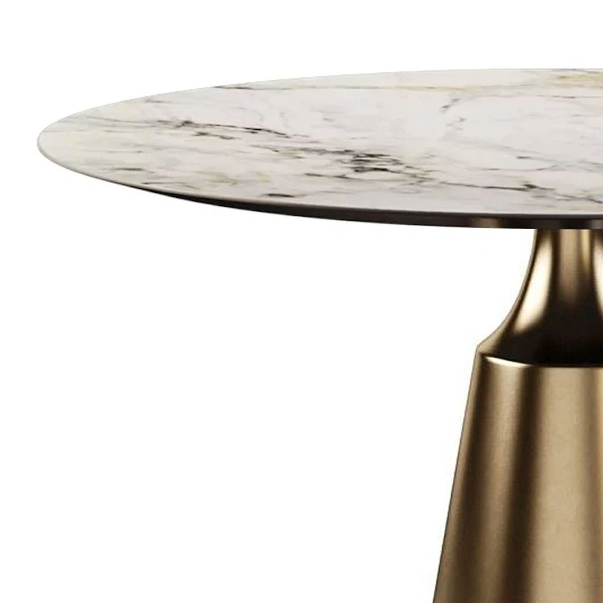 Стол круглый Lucas 120, керамика глянцевая, белая / опора золото изображение Стол круглый Lucas 120, керамика глянцевая, белая / опора золото фото