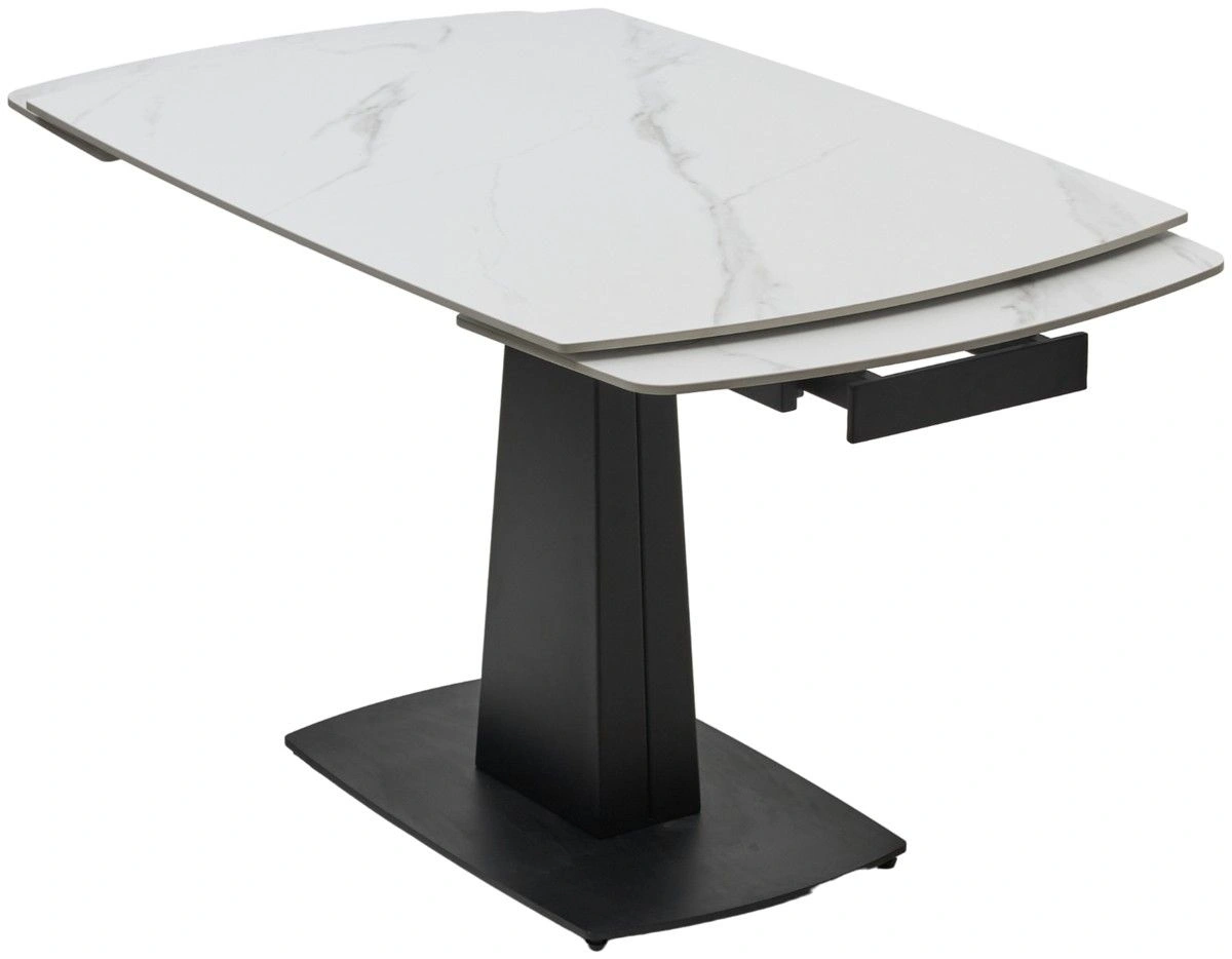 Стол обеденный Blade (120+30+30), керамика матовая белая изображение Стол обеденный Blade (120+30+30), керамика матовая белая фото
