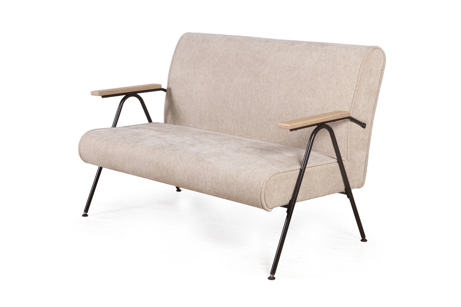 Andy диван двухместный с деревянными подлокотниками, шенилл Shantal beige изображение Andy диван двухместный с деревянными подлокотниками, шенилл Shantal beige фото