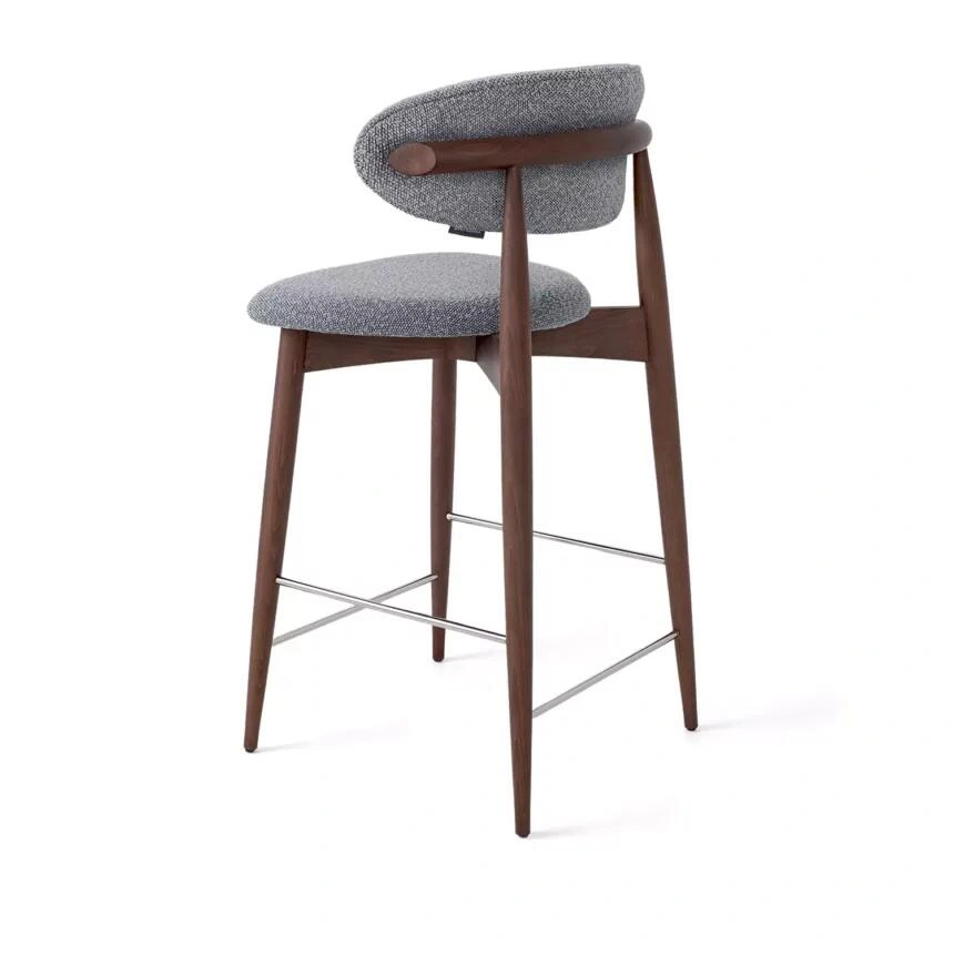 Стул полубарный Paolo, бук натуральный (тонированный коричневым лаком), ткань, серый изображение Стул полубарный Paolo, бук натуральный (тонированный коричневым лаком), ткань, серый фото