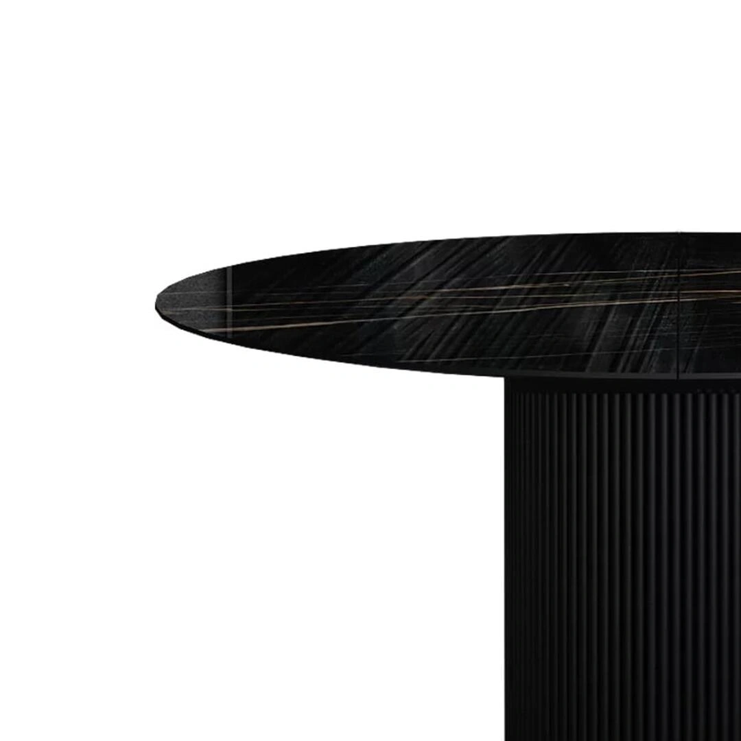 Стол раскладной круглый Nolan 110+40, керамика глянцевая, черная изображение Стол раскладной круглый Nolan 110+40, керамика глянцевая, черная фото