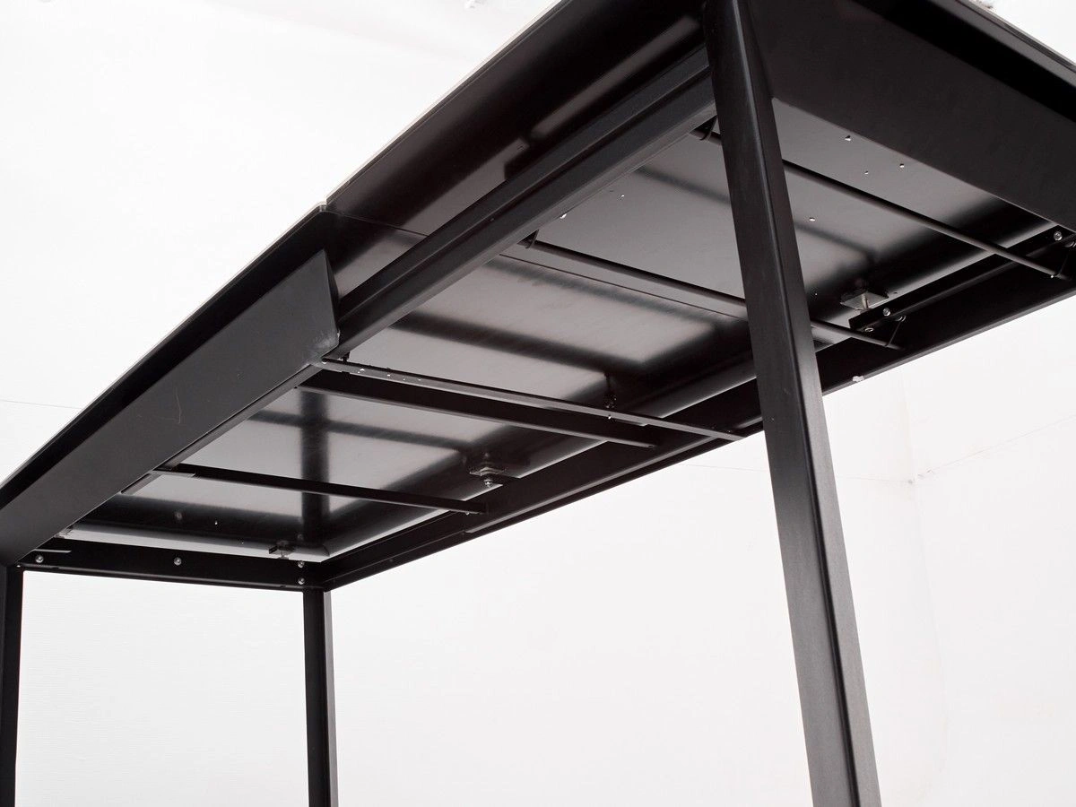 Стол раскладной Dogma (140+60) керамика глянцевая, светлая / опоры черные изображение Стол раскладной Dogma (140+60) керамика глянцевая, светлая / опоры черные фото