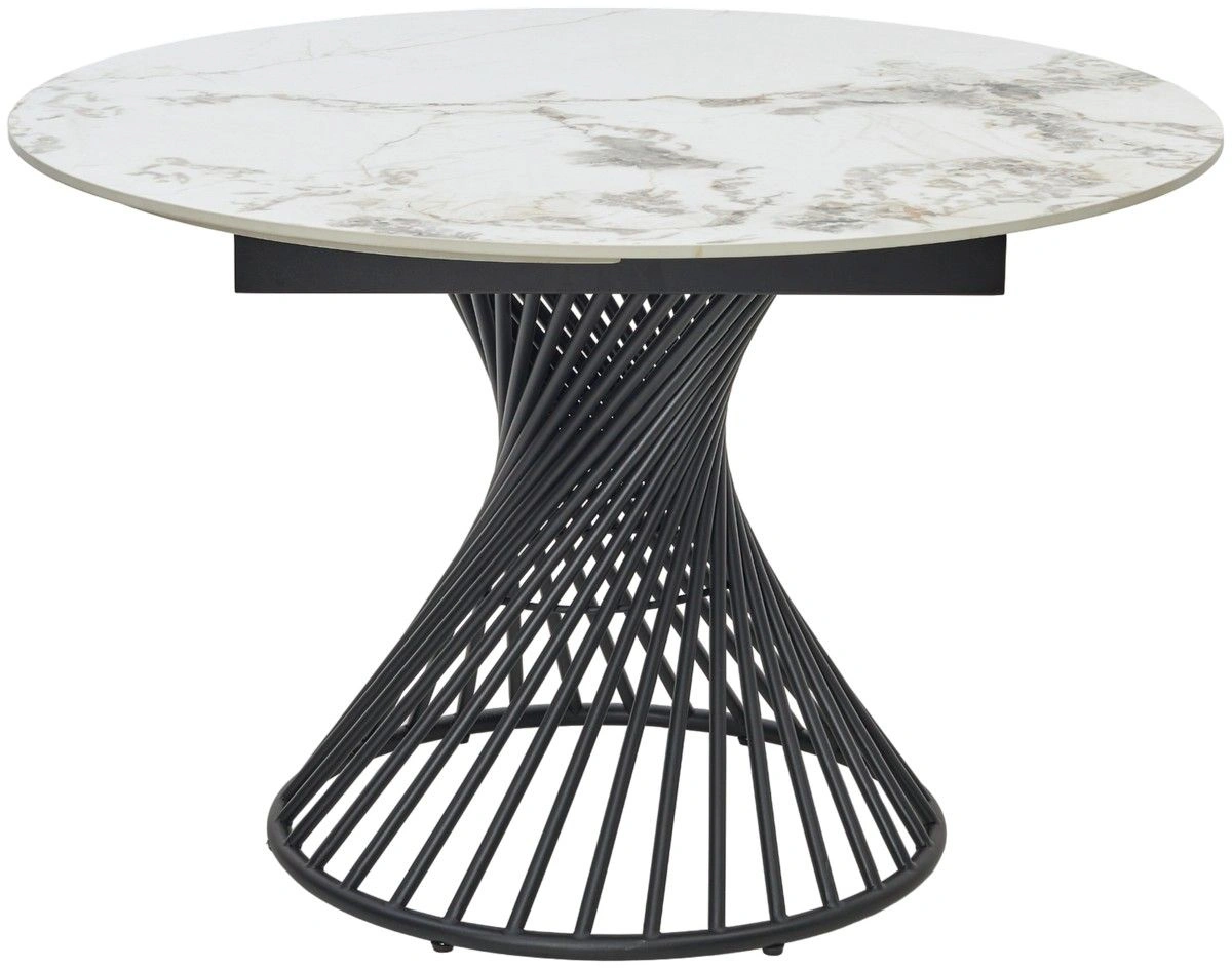 Стол круглый раскладной Tower (120+35+35) керамика глянцевая, светлая изображение Стол круглый раскладной Tower (120+35+35) керамика глянцевая, светлая фото