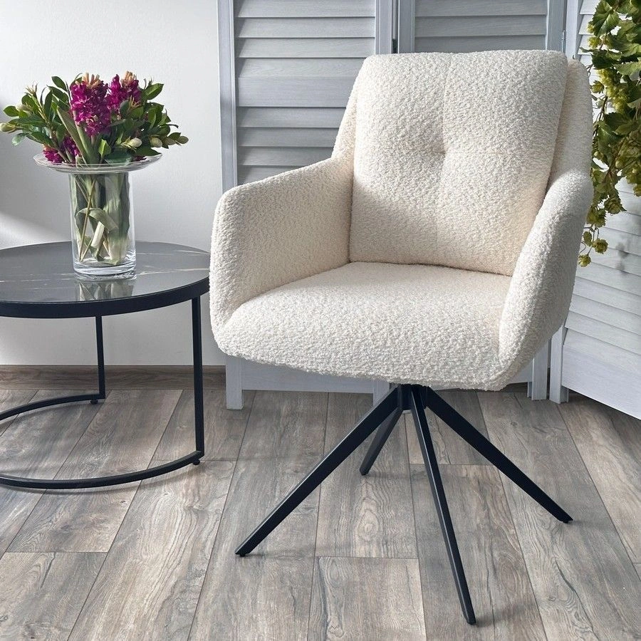 Стул Honey букле белый, поворотный механизм 360 градусов изображение Стул Honey букле белый, поворотный механизм 360 градусов фото