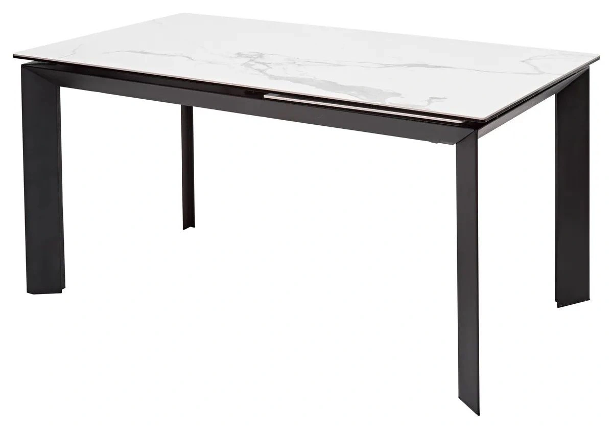 Стол раскладной Dogma (140+60) керамика глянцевая, светлая / опоры черные изображение Стол раскладной Dogma (140+60) керамика глянцевая, светлая / опоры черные фото