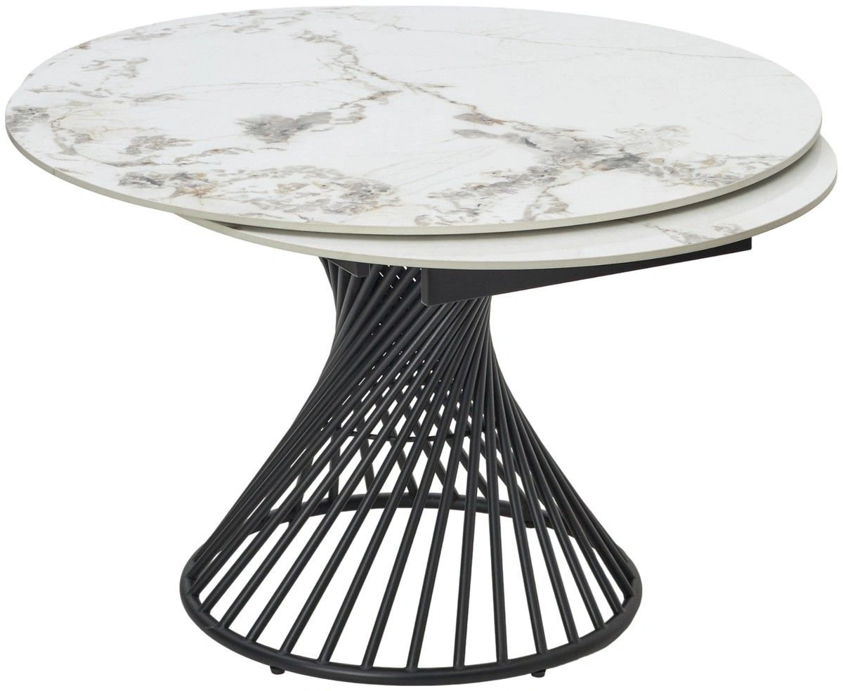 Стол круглый раскладной Tower (120+35+35) керамика глянцевая, светлая изображение Стол круглый раскладной Tower (120+35+35) керамика глянцевая, светлая фото