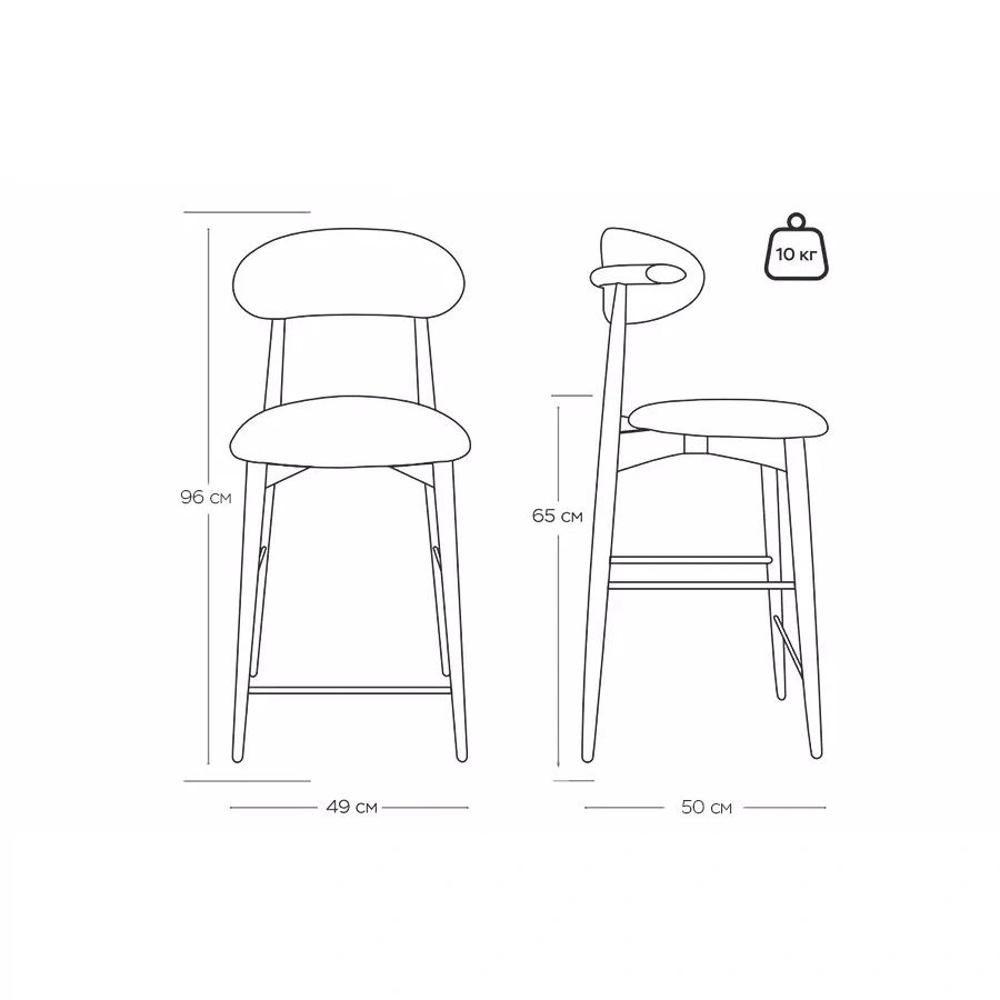 Стул полубарный Paolo, бук натуральный (тонированный коричневым лаком), ткань, пепельно-бежевый изображение Стул полубарный Paolo, бук натуральный (тонированный коричневым лаком), ткань, пепельно-бежевый фото