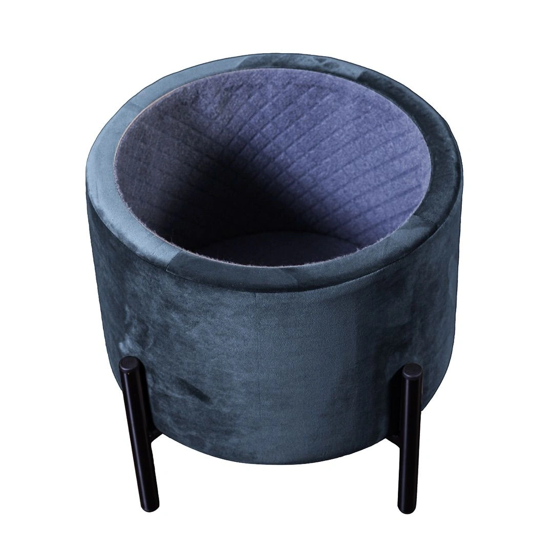 Пуф Grand круглый, бархат синий 29 изображение Пуф Grand круглый, бархат синий 29 фото