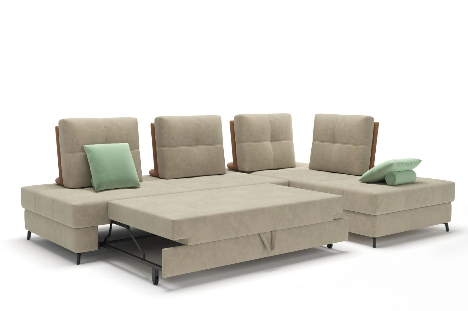 Reef диван-кровать угловой замша бежевый изображение Reef диван-кровать угловой замша бежевый фото