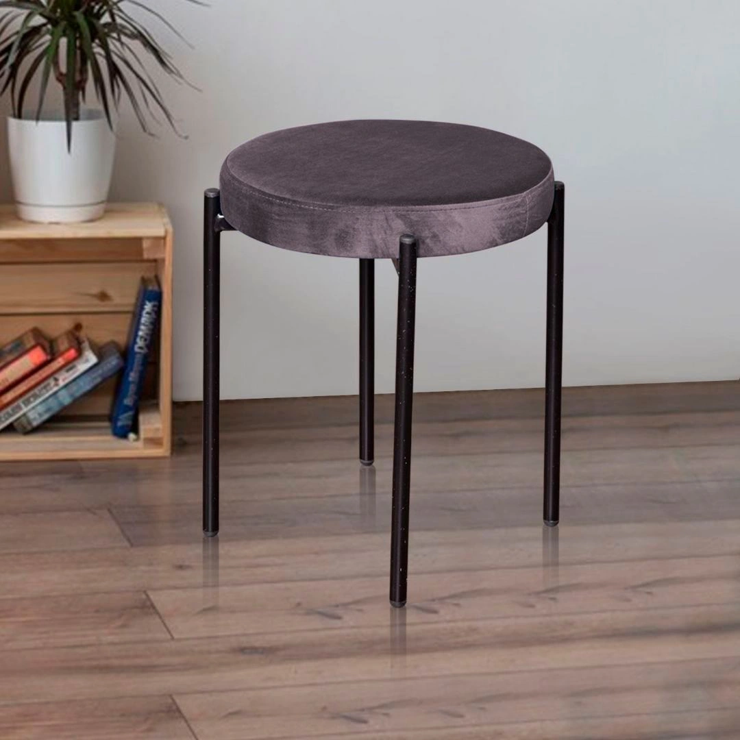 Табурет мягкий Mason, бархат серый 27 изображение Табурет мягкий Mason, бархат серый 27 фото