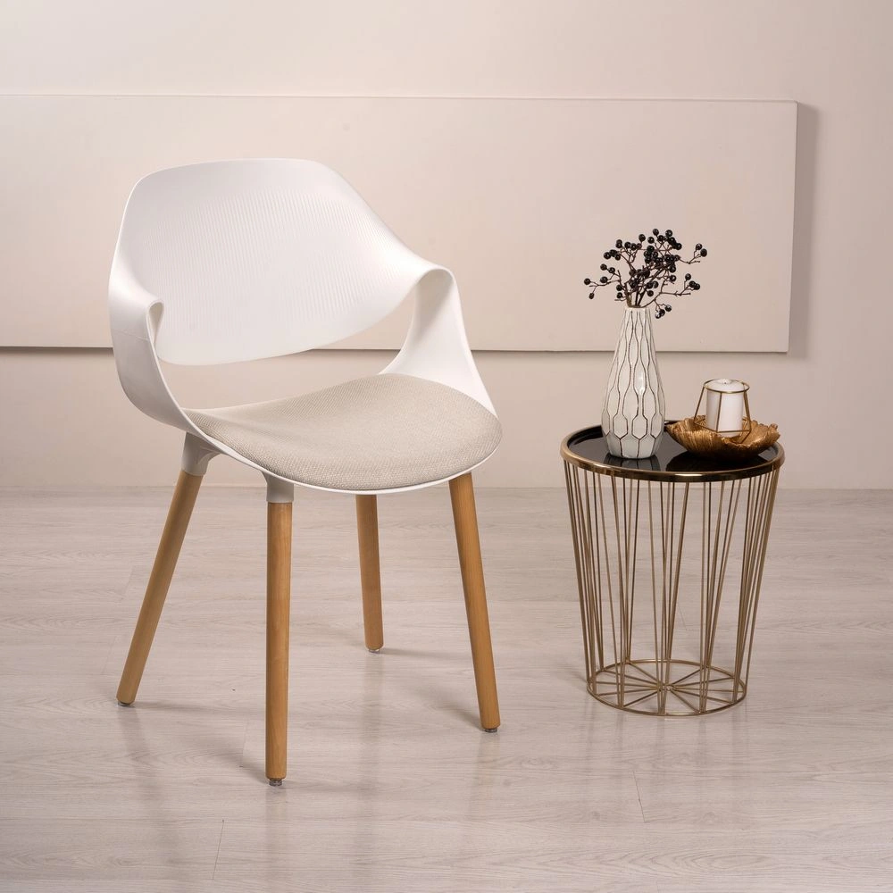 Стул Akella soft, (комплект 4 шт), пластик белый / опоры дерево изображение Стул Akella soft, (комплект 4 шт), пластик белый / опоры дерево фото
