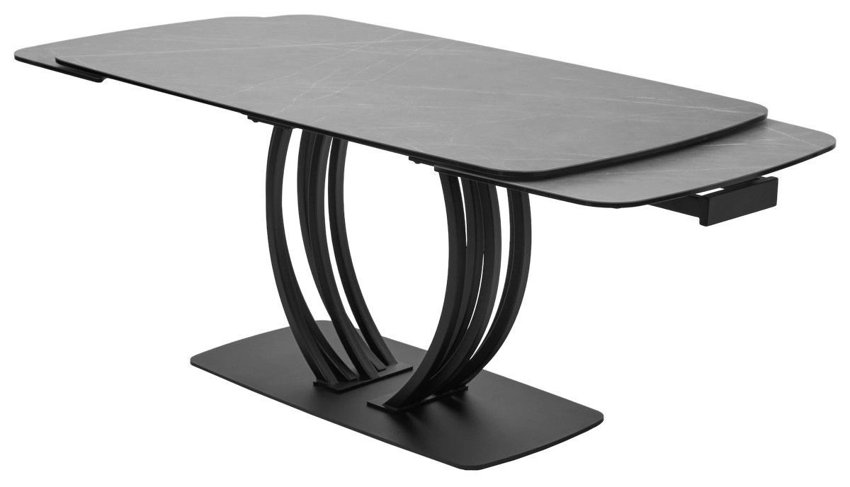 Стол обеденный Ring (160+40+40) керамика матовая серая изображение Стол обеденный Ring (160+40+40) керамика матовая серая фото