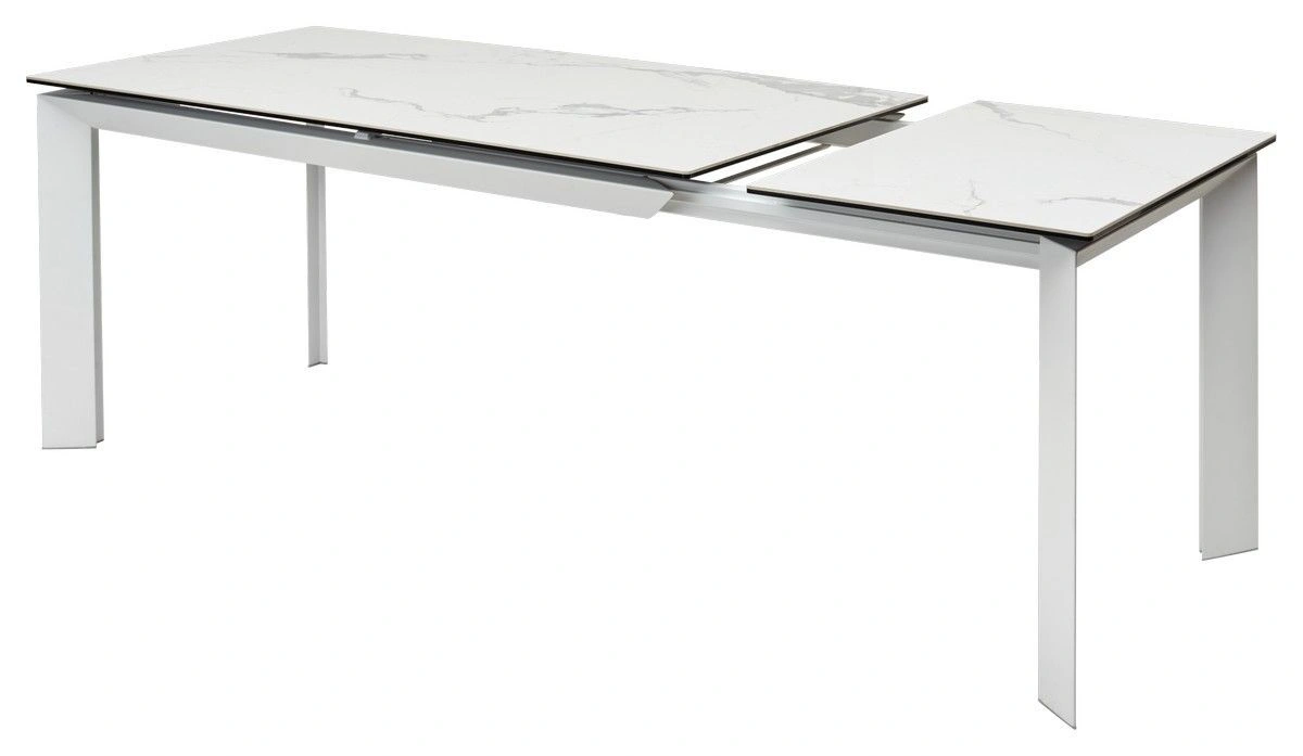Стол раскладной Dogma (140+60) керамика глянцевая, белая изображение Стол раскладной Dogma (140+60) керамика глянцевая, белая фото