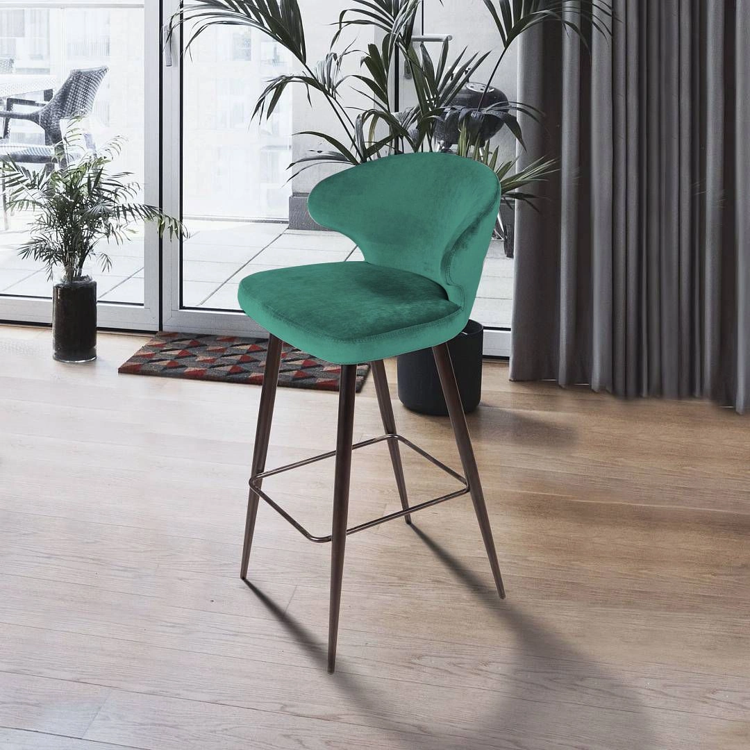 Стул барный Richard, бархат зеленый 19 изображение Стул барный Richard, бархат зеленый 19 фото