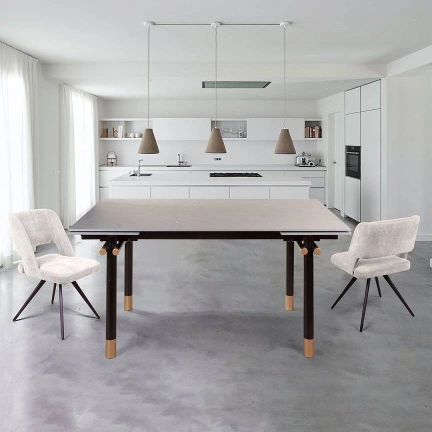 Стол обеденный Trump (160+40+40), керамика серая + 4 стула Molly изображение Стол обеденный Trump (160+40+40), керамика серая + 4 стула Molly фото