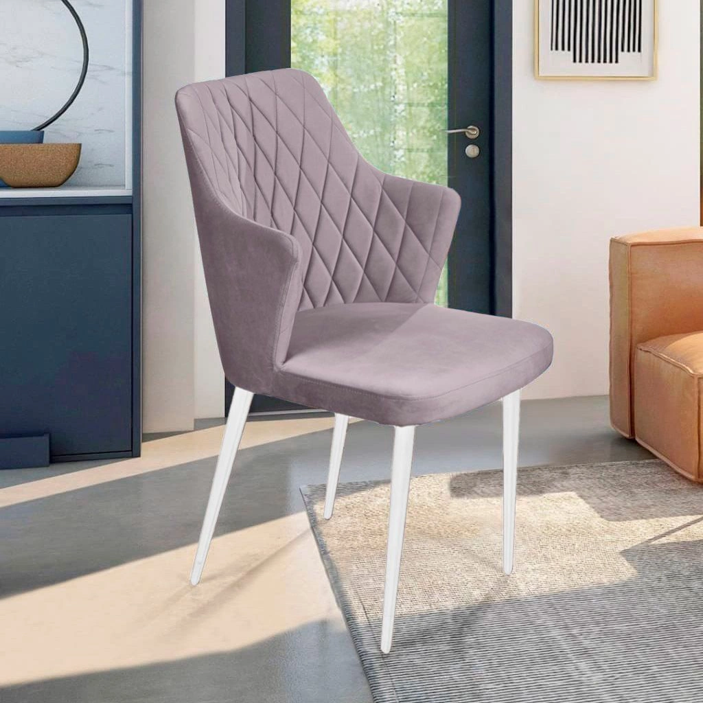 Стул с подлокотниками Hunt ромб, бархат светло-серый 26 / белый конус изображение Стул с подлокотниками Hunt ромб, бархат светло-серый 26 / белый конус фото