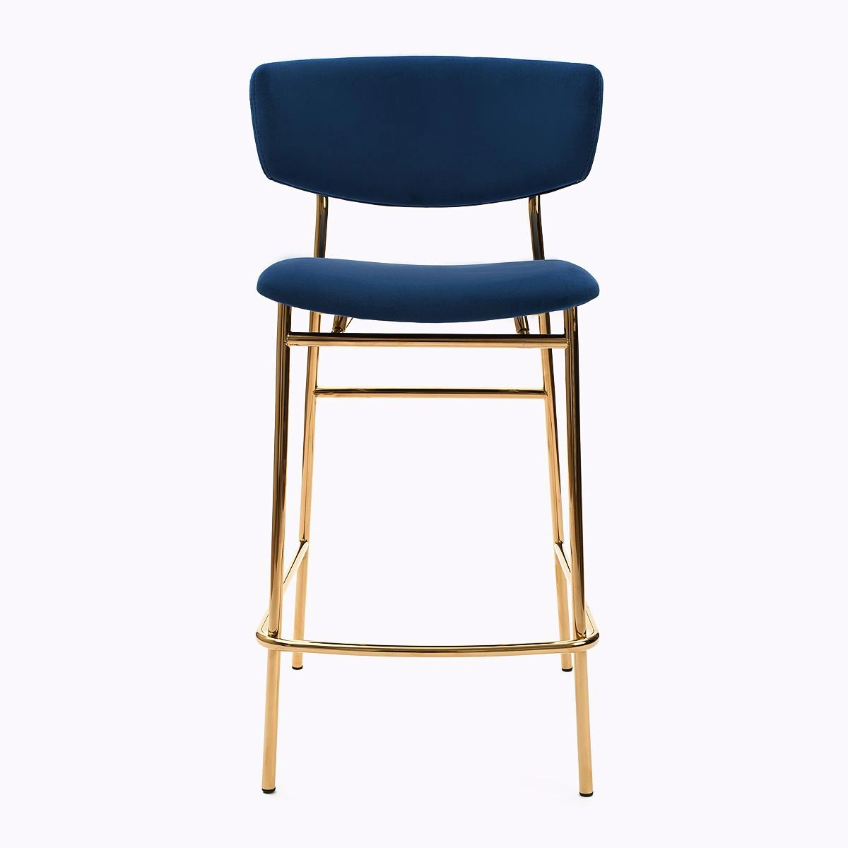 Стул полубарный Deimos, микровелюр синий, опоры золото изображение Стул полубарный Deimos, микровелюр синий, опоры золото фото