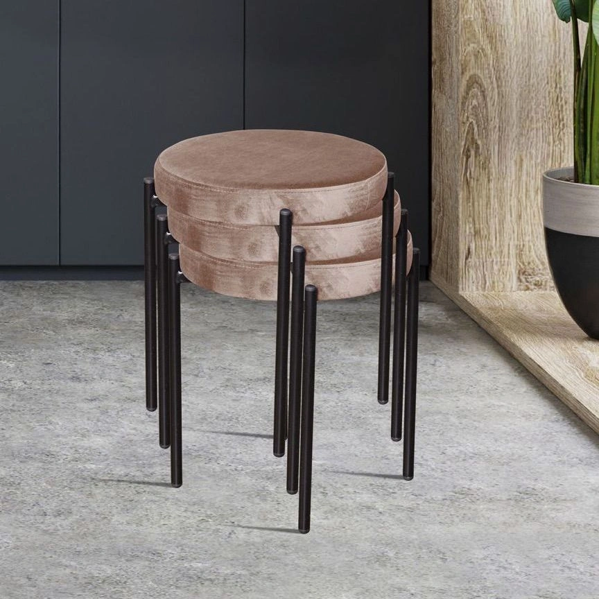 Табурет мягкий Mason, бархат пепельно-бежевый 25 изображение Табурет мягкий Mason, бархат пепельно-бежевый 25 фото