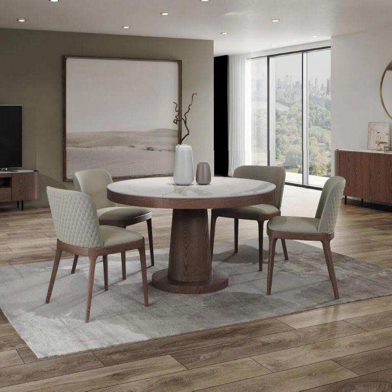 Стол круглый обеденный Bilbo 110, керамика матовая белая изображение Стол круглый обеденный Bilbo 110, керамика матовая белая фото