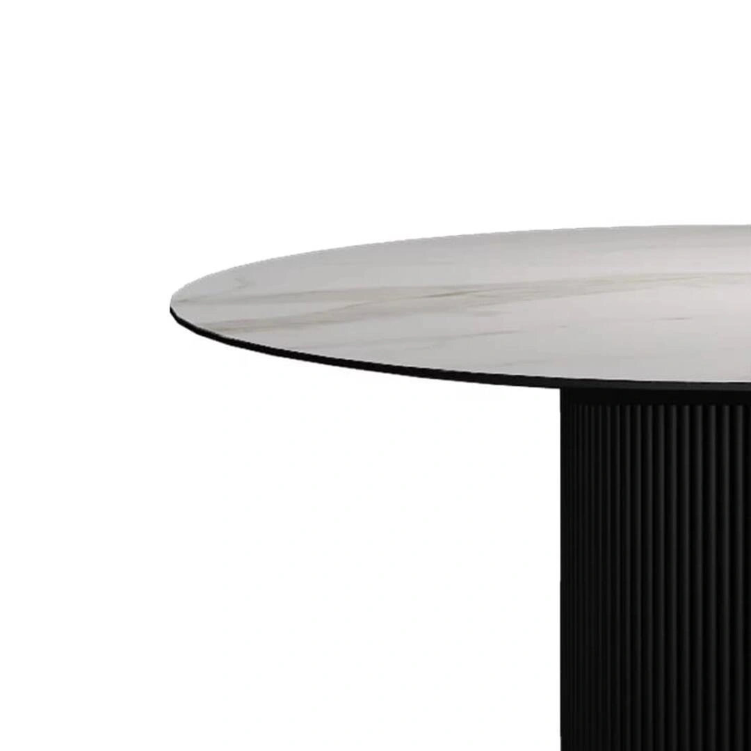 Стол раскладной круглый Nolan 120+40, керамика матовая, белая изображение Стол раскладной круглый Nolan 120+40, керамика матовая, белая фото