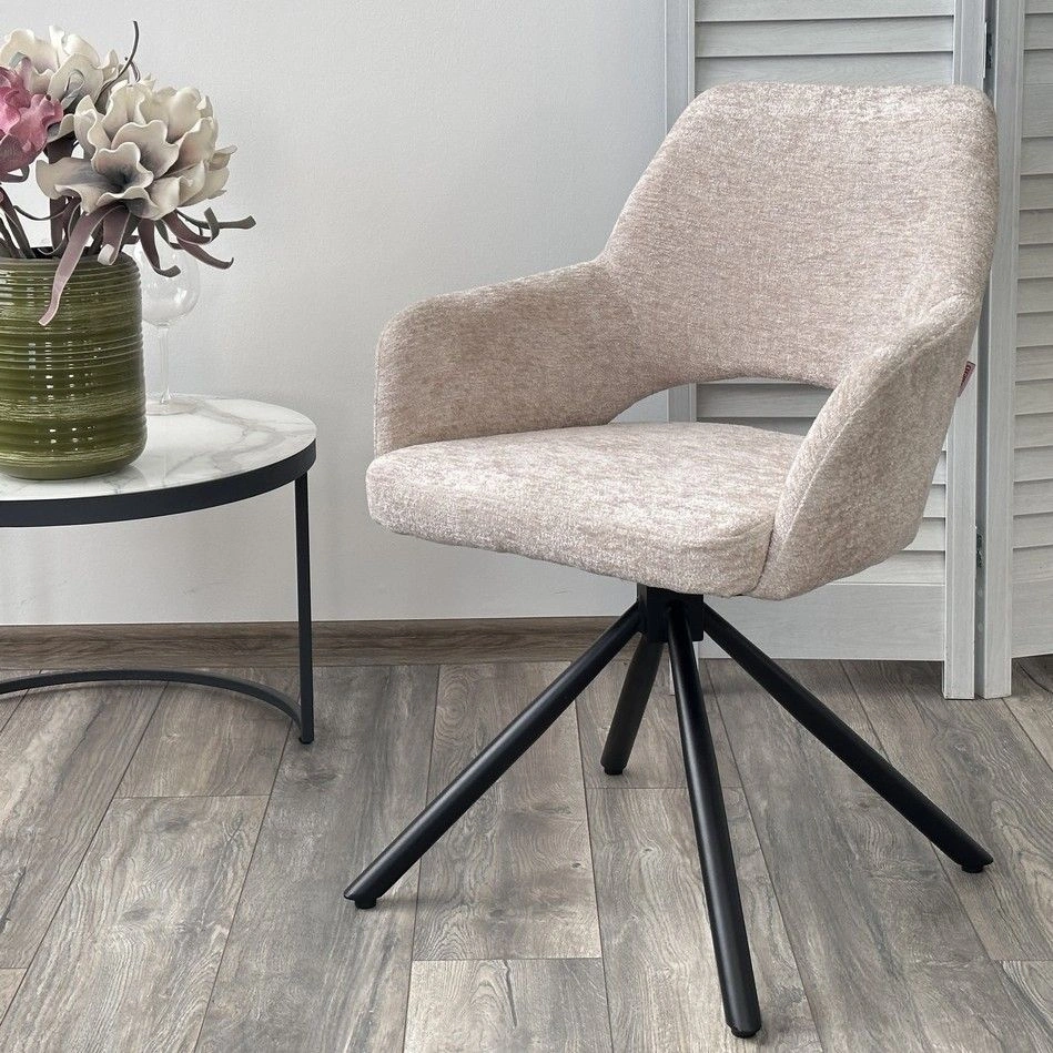 Стул Gandi шенил бежевый, поворотно-возвратный механизм 180 градусов изображение Стул Gandi шенил бежевый, поворотно-возвратный механизм 180 градусов фото