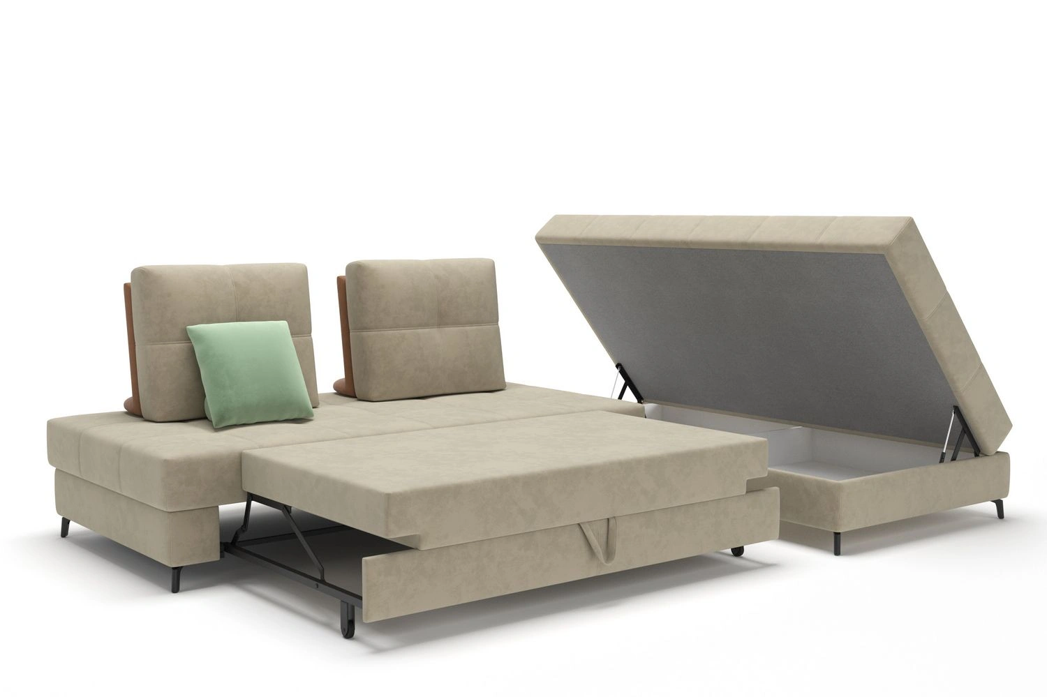 Reef диван-кровать угловой замша бежевый изображение Reef диван-кровать угловой замша бежевый фото