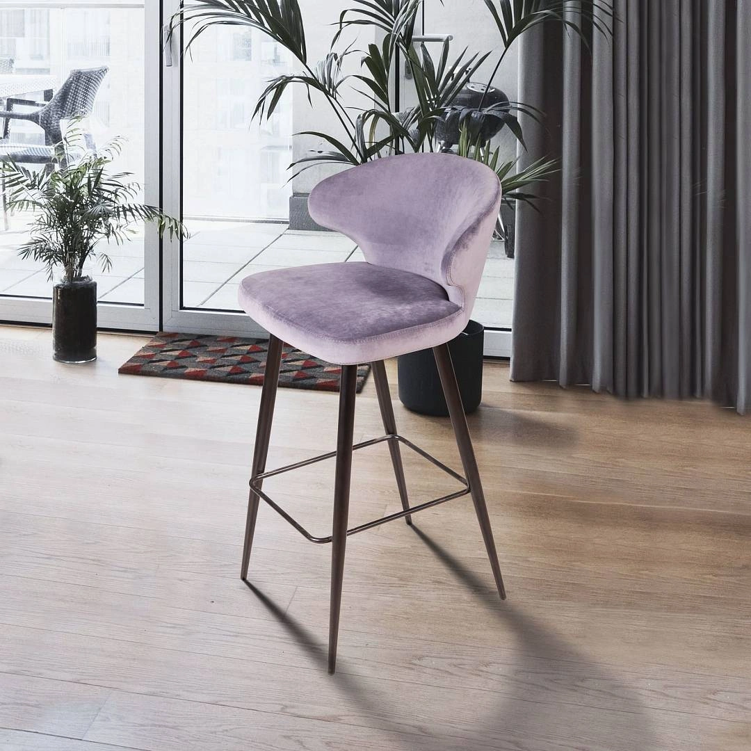 Стул барный Richard, бархат светло-серый 26 изображение Стул барный Richard, бархат светло-серый 26 фото