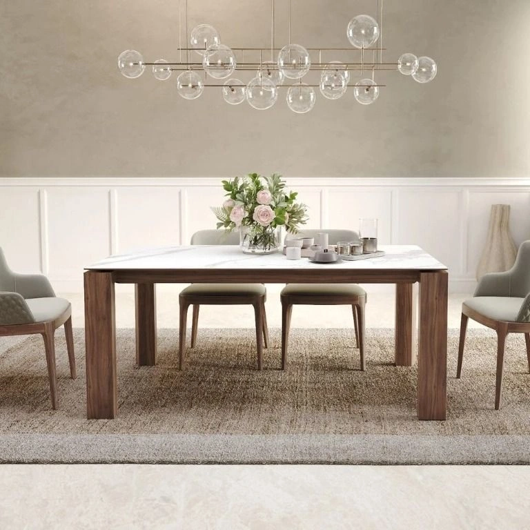 Стол обеденный Aron 180, керамика матовая белая изображение Стол обеденный Aron 180, керамика матовая белая фото