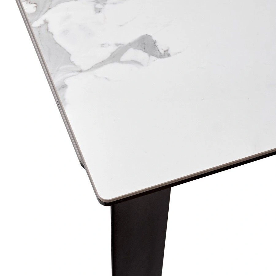 Стол раскладной Dogma (140+60) керамика глянцевая, светлая / опоры черные изображение Стол раскладной Dogma (140+60) керамика глянцевая, светлая / опоры черные фото