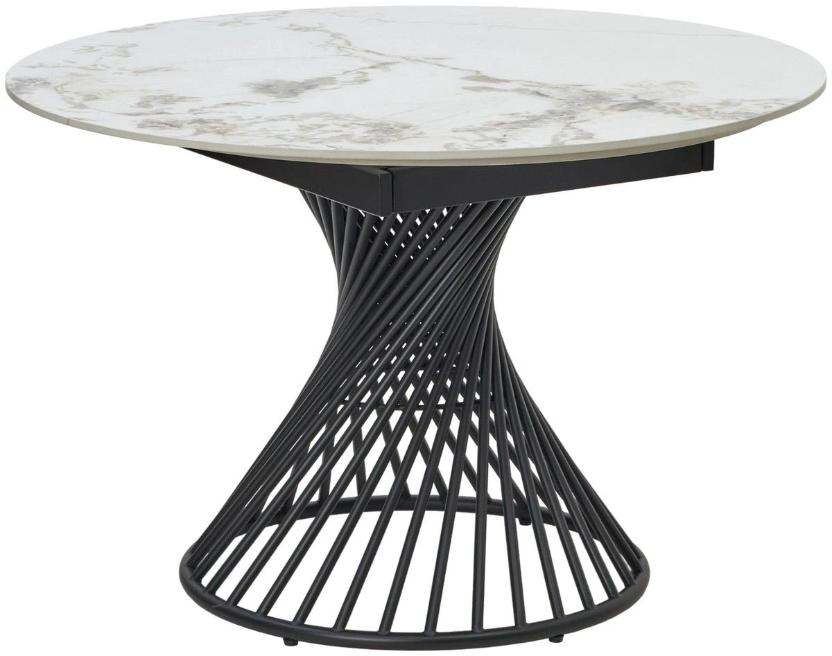 Стол круглый раскладной Tower (120+35+35) керамика глянцевая, светлая изображение Стол круглый раскладной Tower (120+35+35) керамика глянцевая, светлая фото