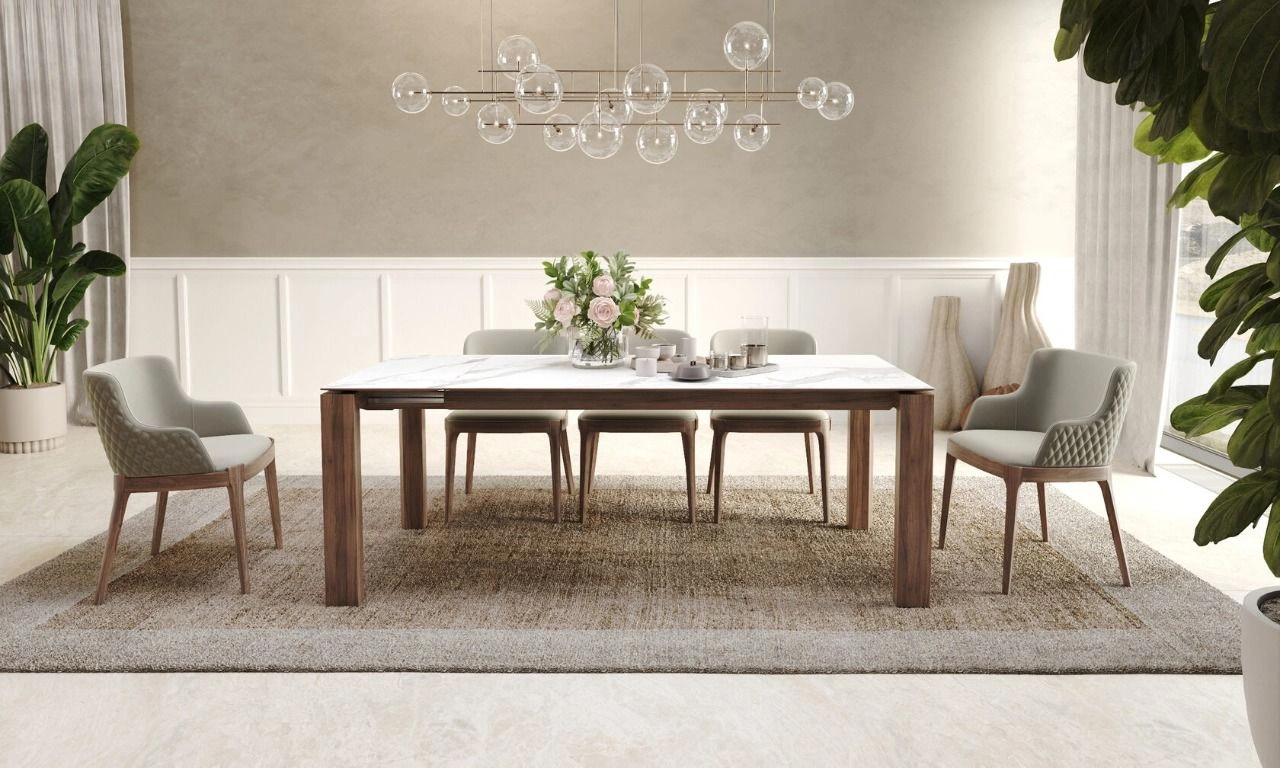 Стол раскладной Aron (180+40), керамика матовая белая изображение Стол раскладной Aron (180+40), керамика матовая белая фото