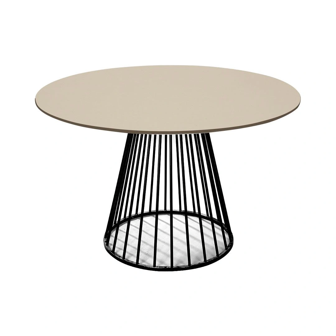 Стол Sirius 100см, столешница fenix бежевый с чёрными ножками изображение Стол Sirius 100см, столешница fenix бежевый с чёрными ножками фото