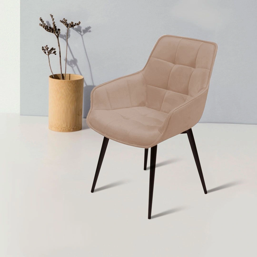 Стул с подлокотниками Capri, бархат бежевый 5 / опора конус изображение Стул с подлокотниками Capri, бархат бежевый 5 / опора конус фото