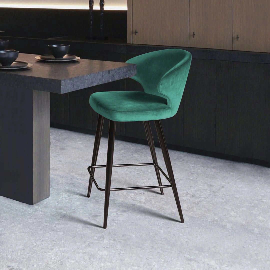Стул полубарный Richard, бархат зеленый 19 изображение Стул полубарный Richard, бархат зеленый 19 фото