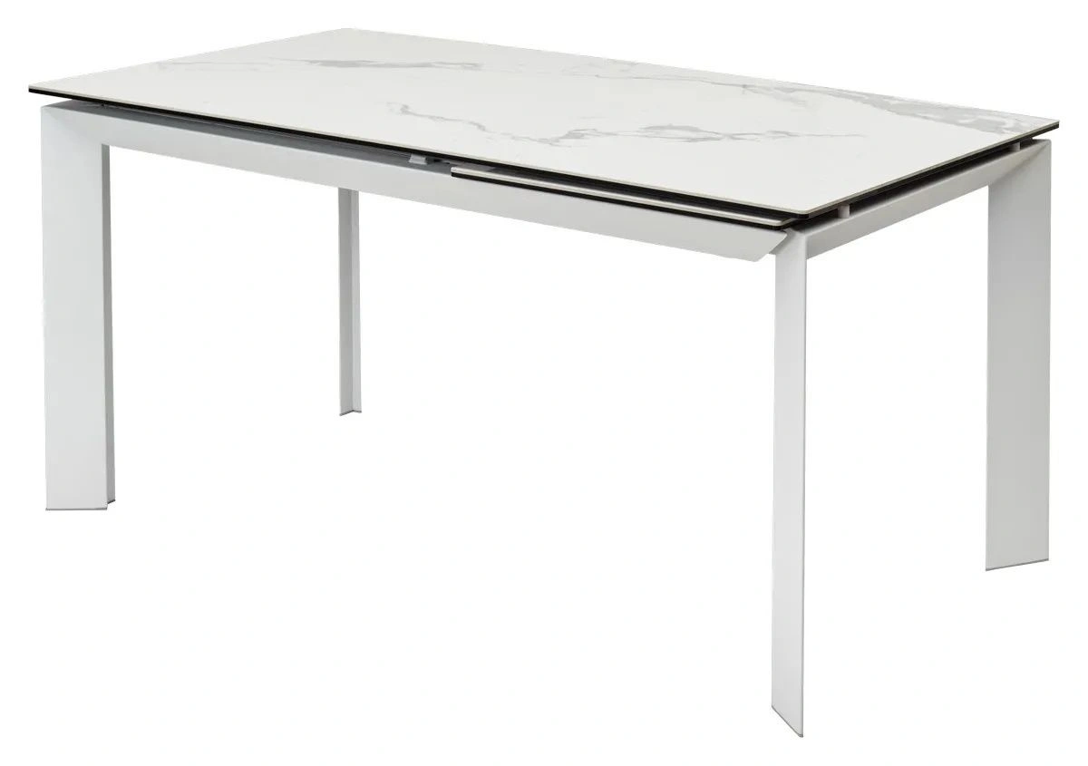Стол раскладной Dogma (140+60) керамика глянцевая, белая изображение Стол раскладной Dogma (140+60) керамика глянцевая, белая фото